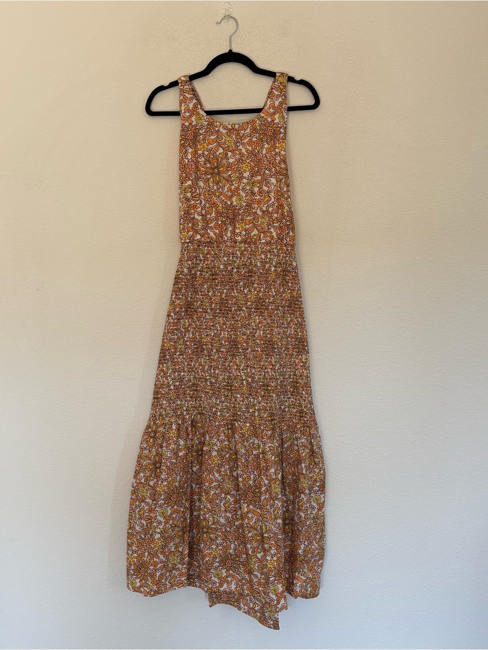 J. Crew Smocked Cross Back Dress Medallion Floral NWT